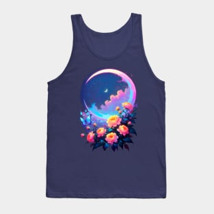 Moon and Flowers in Dreamland Tank Top